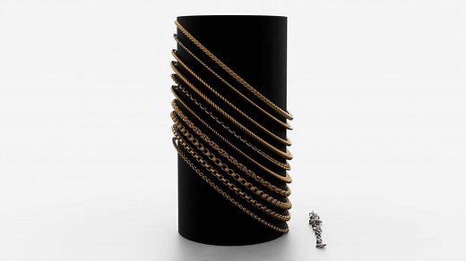 golden and silver chain set on white background