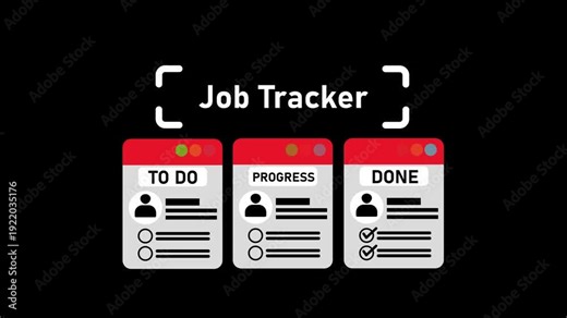 Animated job tracker board with to do progress and done sections task management workflow
