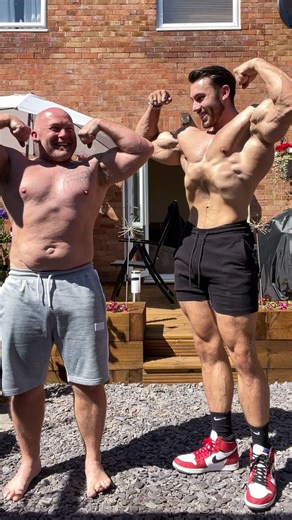 Brandon Harding on Instagram: "Flexing with my dad, who won? 👀😮‍💨 #flexing #dad #reels #funny #explorepage"