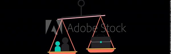 Work life balance scale line 2D object animation. Comparison flat color cartoon 4K video, alpha channel. Professional and personal life stability equilibrium animated item on transparent background Stock Video