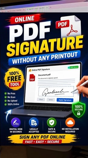 Sign PDF Online Free 🔥 Add Digital Signature to PDF Without Signup #shorts
