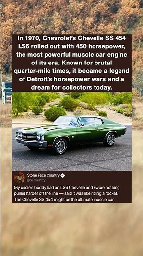 In 1970, Chevrolet's Chevelle SS 454 LS6 rolled out with 450 horsepower, the most powerful muscle