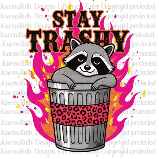 Stay Trashy Raccoon PNG Clipart, Funny Trash Panda Graphic, Neon Grunge Aesthetic Design, Sublimation Download PNG JPEG - Etsy