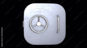 Bank Safe Locker Rotating on a Transparent Background. Seamless Loop. Money. 4K