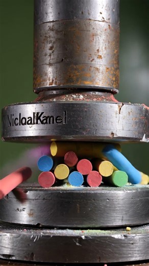 Hydraulic Press vs Colored Chalk 🌈 Satisfying Powder Explosion