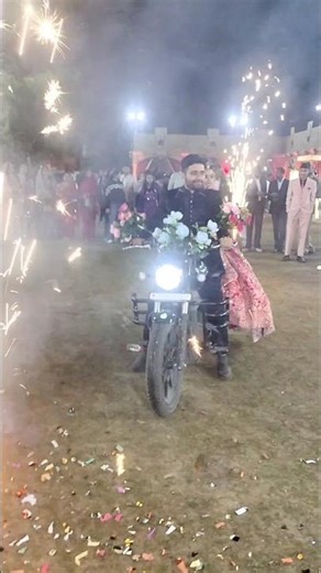 Bride grand entry on Bullet with brother | Deepika | Mishra family | #bullet350 #brideentry #wedding