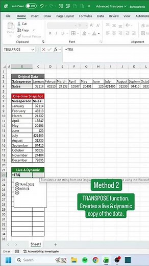 Advanced Transpose in Excel! #excel