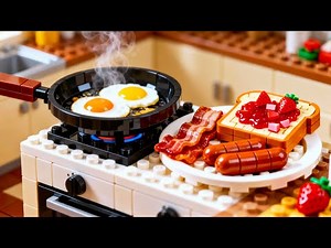 LEGO Cooking ASMR Stop Motion | Real Life Miniature Western Breakfast Made from LEGO