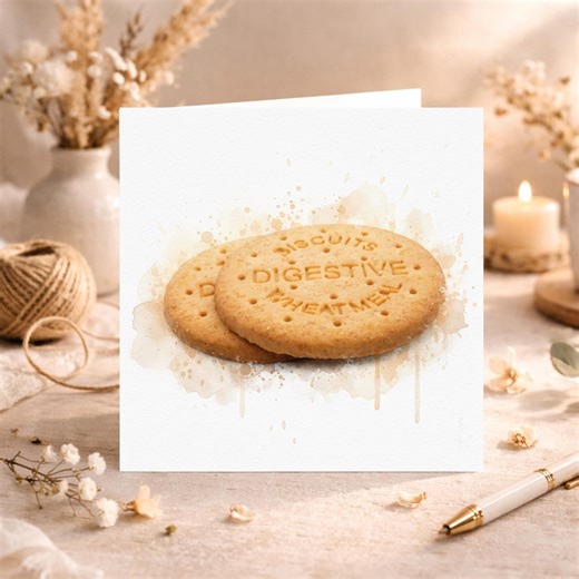 Digestive Biscuit Inspired Watercolour Birthday Card British Biscuits 14.5cm Square - Etsy