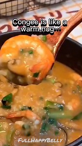 A warm hug? Chinese style shrimp rice porridge aka congee (jook) recipe #recipe #cooking #chinesefood #easyrecipe #food | Fullhappybelly