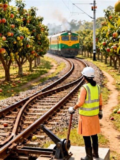 Track Switch at Orchard Line Junction – Fruit Farm Duty#railwayvideo #railroadlife #switchtrack #railworker #manualtrack #trackswitch #viraltiktok