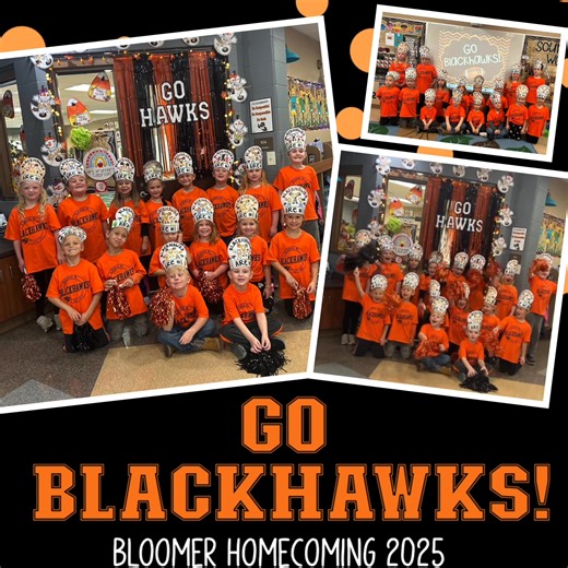🧡🖤 Happy Homecoming Week from Mrs. Brunner's Kindergarten Blackhawks! 🧡🖤 🏈 GO HAWKS GO! 🏈 | School District of Bloomer