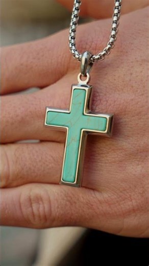 Turquoise Cross Pendant Necklace | Men’s Spiritual Gemstone Jewelry