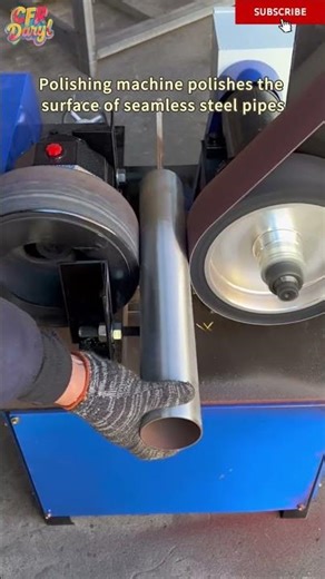 Polishing machine polishes the surface of seamless steel pipes