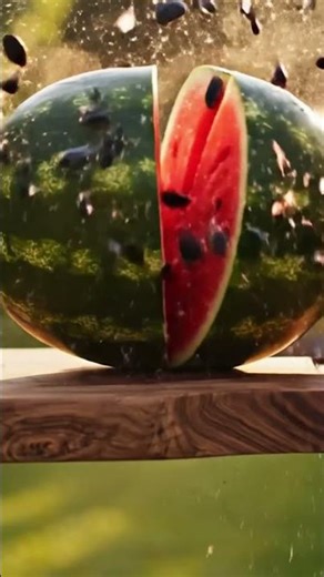Watermelon Split in Mid-Air 🍉💥 | Super Satisfying Slow Motion