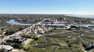aerial over shem creek, mount pleasant sc, south carolina near charleston sc, south carolina