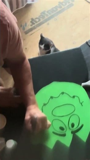 DIY Frankenstein Wood Craft | Draw, Cut & Paint Halloween Decor #crafts #diy #viralvideo