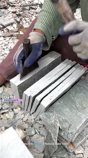 Manual Splitting of Natural Slate Tiles