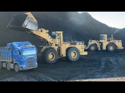 Caterpillar 992C & Caterpillar 990 Wheel Loaders Loading Coal in 4K | Huge Mining Op. S.G.M Melidis