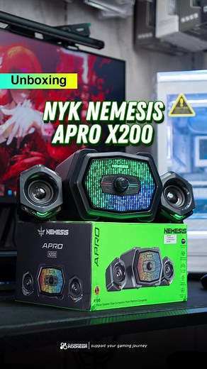 Unboxing NYK Nemesis X200APRO Bluetooth Speaker Subwoofer Multimedia 2.1 Stereo 📌 IDR 357K Spesifikasi: - Product Name : APRO X200 - Audio Input : USB 2.0 Bluetooth 5.3 - Power Input : DC 5V / 1A - RMS Output : 5W x 2 (Speaker), 10W (Subwoofer) - Driver Size : 2