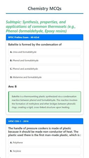 Synthesis, properties, and applications of common thermosets e.g., Phenol-formaldehyde, Epoxy r...