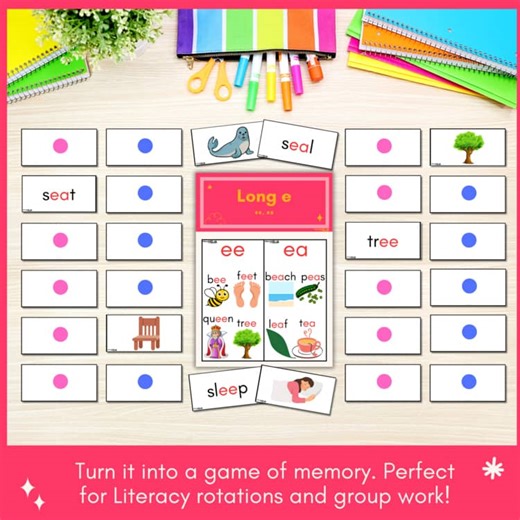 Long E Vowel Teams Phonics Games & Worksheets – ee & ea decodable words