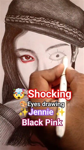 🤯 Unbelievable eyes drawing tutorial | how to draw eyes of Jennie | Black pink #drawing #art #shorts