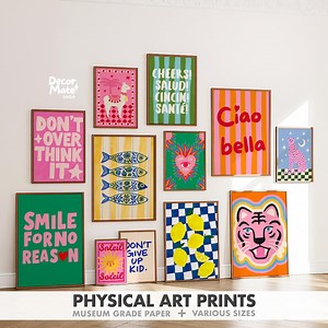 Dopamine Decor Physical Print, Eclectic Retro Gallery Wall Art, Vibrant Pink Green Posters - Etsy