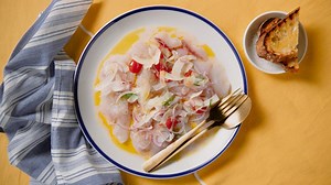 Raw snapper escabeche