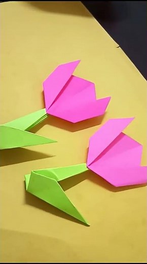 easy origami paper tulip flower 🌷 step by step tutorial| origami tulip making