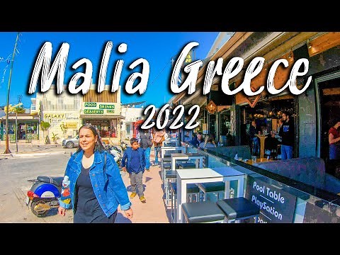 Malia Crete, Walking tour 4K, Crete Greece