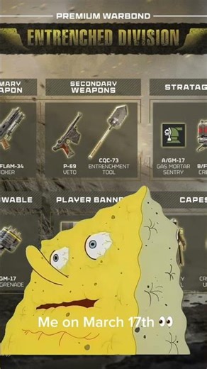 Helldivers Entrenched Division Warbond. Releases March 17th.