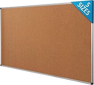 Cork Notice Pin Board | Aluminum Framed Memo Board for Office and Home Use | 5 Sizes Available - 36" x 24"