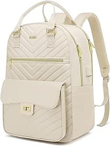 Cute Aesthetic Backpack for School Middle High,Teen Girls Schoolbag College Student,Laptop Backpack Women for Travel Work,Mochilas Escolares,Beige