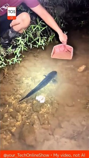 NIGHT FISH scooping trick 😮🐟🌙 #shorts #skills #crafts #nature #satisfying