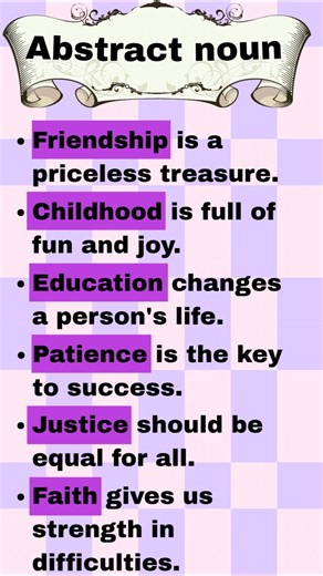 Examples of Abstract noun #englishgrammar #shorts