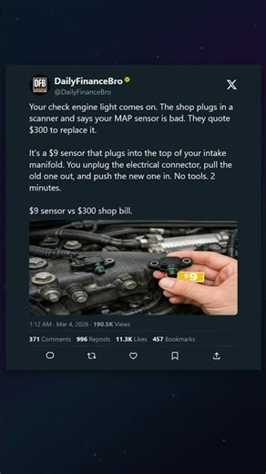 Your check engine light comes on. The shop plugs in a scanner and says your MAP sensor is bad.