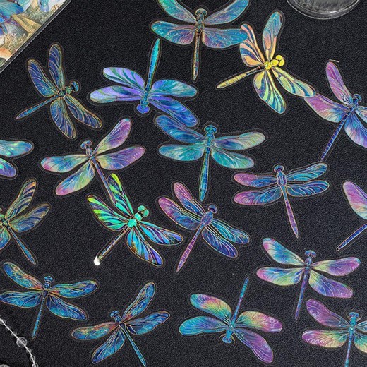 20pcs Set Holographic Dragonfly Stickers Pack – Iridescent PET Decals for Journaling, Scrapbooking, Kawaii Stationery, DIY Craft Supplies - Etsy