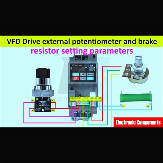 VFD Drive External Potentiometer & Brake Resistor Wiring and Parameter Settings #fblifestyle | 𝐄𝐥𝐞𝐜𝐭𝐫𝐨𝐧𝐢𝐜 𝐂𝐨𝐦𝐩𝐨𝐧𝐞𝐧𝐭𝐬