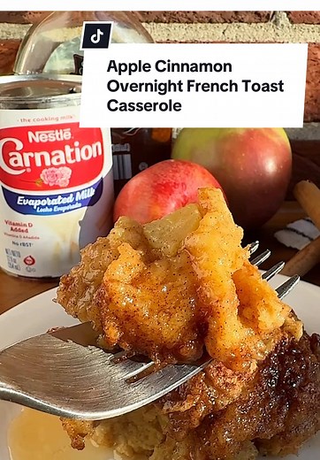 We have your brunch plans right here 😉 Apple cinnamon overnight French toast casserole 🍎 #overnight #apple #cinnamon #frenchtoast #casserole #brunch #recipes #breakfast #weekendbrunch #evaporatedmilk #carnationmilk #carnationnation Overnight Apple Cinnamon French Toast Casserole Recipe Ingredients: 5 eggs 1 12oz can of Carnation Evaporated Milk ¼ cup sugar ½ tsp cinnamon 1 tsp vanilla ¼ tsp salt 10 cups of cubed Challah or Brioche bread 1 ½ c chopped apples (about 1.5 large apples) For the top