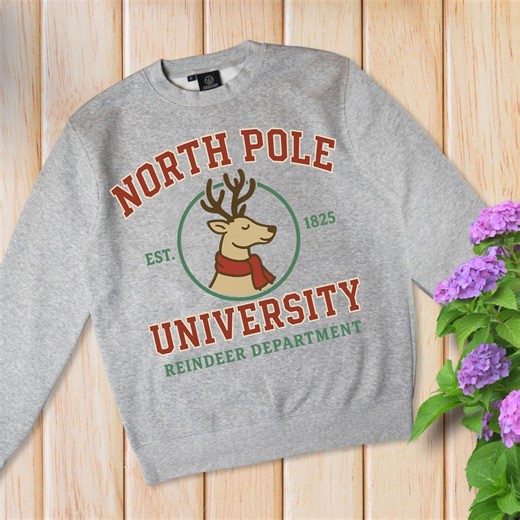 Sweatshirt North Pole University Sweatshirt | Funny Christmas College Sweater | Festive Crewneck Gift Unisex - Etsy