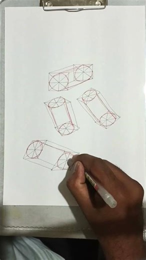 3D Cylinder Projection Exercise ✏️| AN #drawing #artpractice #3ddrawing