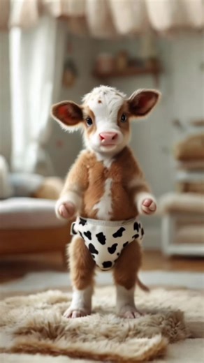 Adorable Calf Dance in Diapers
