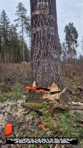 Powerful Wedge Technique for Tree Felling 🌲✅