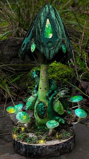 342K views · 78K reactions | Custom Mushling - Mossprye #crystals #mushlings #mushroom #handmade #artdoll #doll #dollmaker #whimsicalart #plush #maker #mushroomcore #fairycore #magicalmakers #fantasycreature #sew #behindthescenes #craft #create #cozy #clayart #whimsical #dollcollector #moss #fae #bioluminescence #glow #led #nocturnal #story | Thimble & Thistle | Facebook