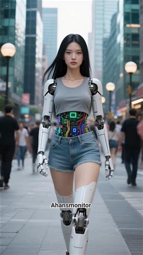 Beautiful Robot Girl Walking ✨ Futuristic AI Moment | #Shorts #Viral #AI #RobotGirl