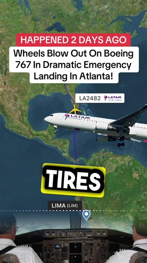 A dramatic landing unfolded Tuesday night in Atlanta when LATAM Flight LA2482 from Lima touched down on Runway 26R and immediately prompted an emergency response. The Boeing 767 300ER reportedly experienced a severe hard landing, and moments later crews on the ground relayed that the main landing gear tires were blown. In the ATC audio, ARFF units can be heard telling the crew that all of the rear tires were blown, while the nose gear appeared to be okay, as fire trucks rolled out as a precautio