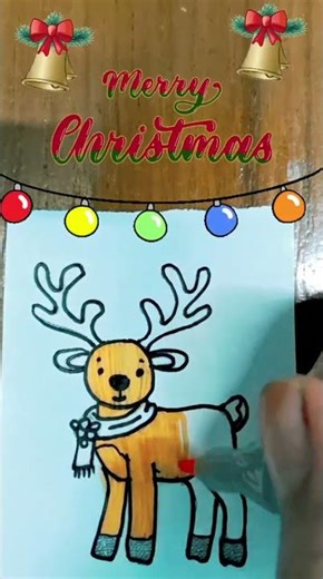 How to draw cute deer 🦌 🎁Merry Christmas #shorts #drawing #art