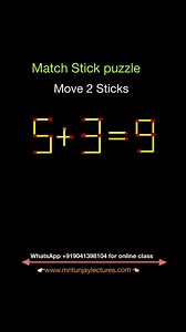 41K views · 61 reactions | Move Exactly two match sticks to make this correct Equation #matchsticks #puzzle #puzzlechallenge #puzzlemath #sticks #mritunjaylectures #grade8students #puzzleaddict #puzzleaddiction #puzzletime | Mritunjay Lectures | Facebook
