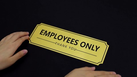 Employees Only Sign Sticker for Door，Self-Adhesive Weatherproof Vinyl Brushed Gold Staff Only Door Sign，Employee Only Thank You Decor for Home, House，Business, Store,Restaurant